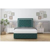 Comfort Beds Sofia Chrome Plush Divan Base No Drawers - 26 Headboard-Footboard in Emerald | Size: King