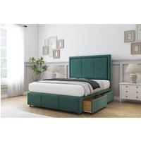 Comfort Beds Savoy Plush Divan Base 2 Drawers - 26 Headboard-Footboard in Emerald | Size: Super King