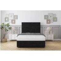 Comfort Beds Zoya Plush Divan Set 2 Drawers-54 Headboard-Footboard in Black | Size: Small Single