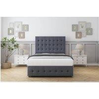 Comfort Beds Florence Plush Divan Set No Drawers-26 Headboard-Footboard in Dark Grey | Size: Double