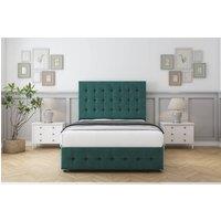 Comfort Beds Florence Plush Divan Set No Drawers-26 Headboard-Footboard in Emerald | Size: Super King