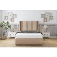 Comfort Beds Chester Plush Divan With Mattress No Drawers-54 Wingback-Footboard in Stone | Size: Double