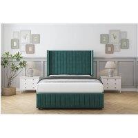 Comfort Beds Chester Plush Divan With Mattress No Drawers-54 Wingback-Footboard in Emerald | Size: Small Single