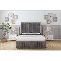 Comfort Beds Chester Naples Divan Set 2 Drawers-54 Wingback-Footboard in Grey | Size: Double