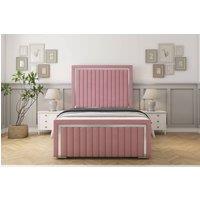 Sloomy Boston Chrome Plush Bed Frame With 50 Upholstered Headboard in Pink | Size: Super King