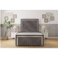 Sloomy Boston Chrome Naples Bed Frame With 50 Upholstered Headboard in Grey | Size: Small Double