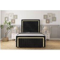 Sloomy Boston Gold Naples Bed Frame With 50 Upholstered Headboard in Black | Size: Single