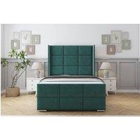 Sloomy Beaumont Plush Bed Frame With 50 Upholstered Wingback Headboard in Emerald | Size: Single