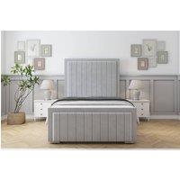 Sloomy Richmond Plush Bed Frame With 50 Upholstered Headboard in Silver | Size: Small Double