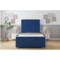 Sloomy Radcliffe Plush Bed Frame With 50 Upholstered Headboard in Navy | Size: Double