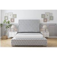 Sloomy Ambassador Plush Bed Frame With 50 Upholstered Headboard in Silver | Size: Single