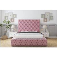 Sloomy Ambassador Plush Bed Frame With 50 Upholstered Headboard in Pink | Size: Single