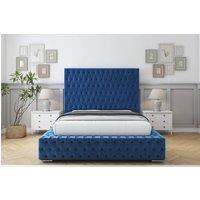 Sloomy Ambassador Plush Bed Frame With 50 Upholstered Headboard in Navy | Size: Single