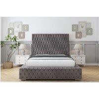 Sloomy Ambassador Naples Bed Frame With 50 Upholstered Headboard in Grey | Size: Single