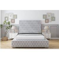 Sloomy Ambassador Naples Bed Frame With 50 Upholstered Headboard in Silver | Size: Single