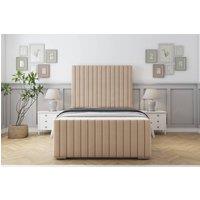 Sloomy Madison Plush Bed Frame With 50 Upholstered Headboard in Stone | Size: Double