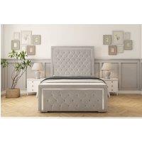 Sloomy Sofia Chrome Plush Bed Frame With 50 Upholstered Headboard in Silver | Size: Single