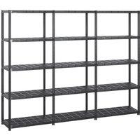 Berkfield Home Storage Shelf 5-Tier Black 213x38x170 cm Plastic | Size: 213 x 38 x 170 cm
