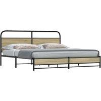 Berkfield Home Metal Bed Frame without Mattress Sonoma Oak 180x200 cm Super King in Brown