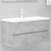 Berkfield Home Sink Cabinet with Built-in Basin Concrete Grey Engineered Wood