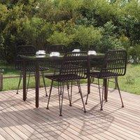 Berkfield Home 5 Piece Garden Dining Set Black Poly Rattan