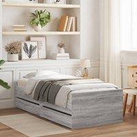Berkfield Home Bed Frame with Drawers without Mattress Grey Sonoma 90x190 cm Single