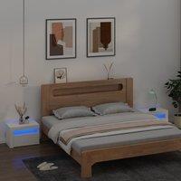 Berkfield Home Bedside Cabinets 2 pcs with LEDs White 60x35x40 cm | Size: 60 x 35 x 40 cm