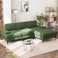 Dprodo 244CM Corner Sofas, Chenille 4 Seater Couch Set in Green | Size: 2 Pack
