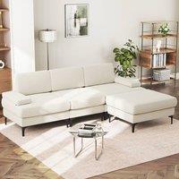 Dprodo 244CM Corner Sofas, Chenille 4 Seater Couch Set in Beige | Size: 2 Pack