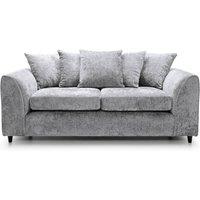 Furnishings For Less UK Monaco Chenille Fabric 3 Seater Sofa Scatter Back Curved Arm in Light Grey