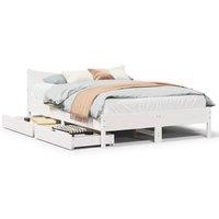 Berkfield Home Bed Frame with Drawers White 120x200 cm Solid Wood Pine | Size: Small Double