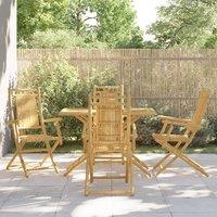 Berkfield Home 5 Piece Garden Dining Set Bamboo in Brown