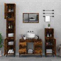 Berkfield Home 3 Piece Bathroom Furniture Set Smoked Oak Engineered Wood in Brown