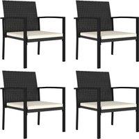 Berkfield Home Garden Dining Chairs 4 pcs Poly Rattan Black