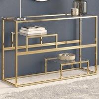 Berkfield Home Console Table Gold Stainless Steel & Tempered Glass