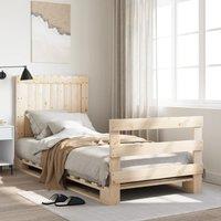 Berkfield Home Bed Frame without Mattress with Headboard 90x200 cm Solid Wood in Brown