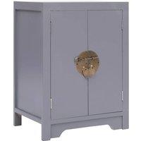Berkfield Home Bedside Cabinet Grey 38x28x52 cm Paulownia Wood | Size: 38 x 28 x 52 cm
