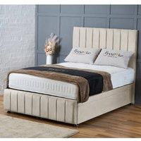 BSSPOKE Sierra Ottoman Divan Bed Plush Velvet 54 Headboard & Mattress in Cream | Size: Super King