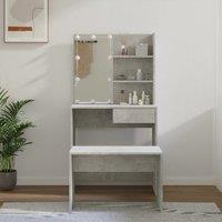 Berkfield Home Dressing Table Set with LED Concrete Grey Engineered Wood