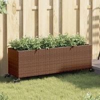 Berkfield Home Garden Planters with Wheels 2 pcs Brown 107x32x38 cm Poly Rattan | Size: 107 x 32 x 38 cm