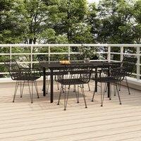 Berkfield Home 7 Piece Garden Dining Set Black Poly Rattan