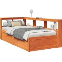 Berkfield Home Bookcase Bed without Mattress Wax Brown 90x190cm Solid Wood Pine | Size: 90x190 cm