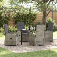 Berkfield Home 5 Piece Garden Dining Set with Cushions Grey Poly Rattan