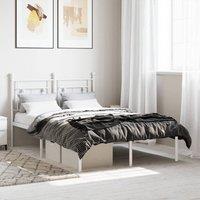 Berkfield Home Metal Bed Frame without Mattress with Headboard White 120x190cm | Size: 120x190 cm