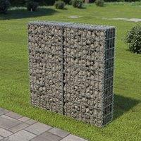 Berkfield Home Gabion Wall with Covers Galvanised Steel 100x20x100 cm in Silver | Size: 100 x 20 x 100 cm