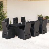 Berkfield Home 9 Piece Garden Dining Set with Cushions Black Poly Rattan
