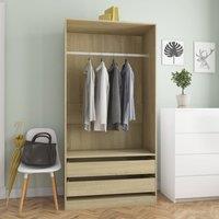 Berkfield Home Wardrobe Sonoma Oak 100x50x200 cm Engineered Wood in Brown | Size: 100 x 50 x 200 cm