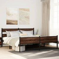 Berkfield Home Metal Bed Frame without Mattress Brown Oak 180x200 cm Super King