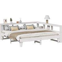 Berkfield Home Bookcase Bed without Mattress White 200x200cm Solid Wood Pine | Size: 200x200 cm