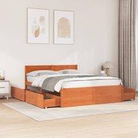 Berkfield Home Bed Frame without Mattress Wax Brown 140x200 cm Solid Wood Pine